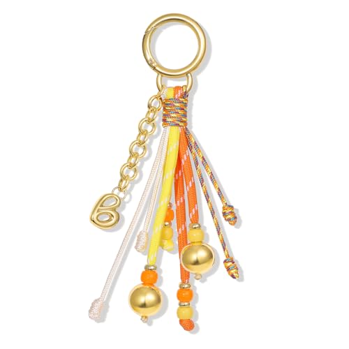 KissYan Initial Bag Charm for Women, Rope Purse Charms, Orange, Letter B
