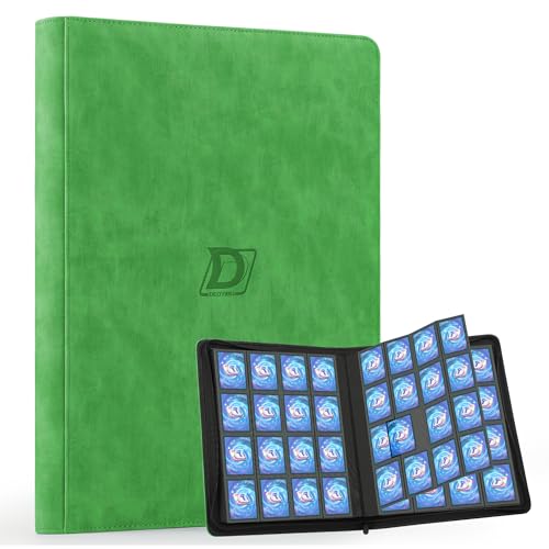 Deoyibu Album di carte da collezione, grande per 1000, 16 scomparti, con chiusura lampo, per carte di trading, per YuGiOh, MTG, carte sportive, ecc. Verde