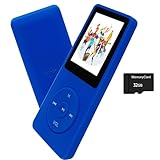 MP3 Player 32GB with Speaker Earphone Portable Mini Blue Music Player Support Voice Recorder E-Book 1.8 inch HD Screen Support up to 128GB