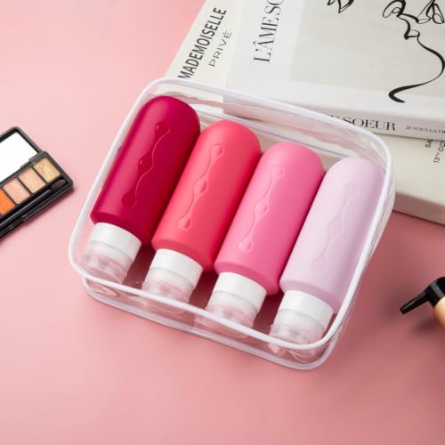 Image of Gemice Travel Bottles for Toiletries, Tsa Approved Travel 6oz Size Containers with Clear Bag, BPA Free Leak Proof Travel Tubs Refillable Liquid Travel Accessories for Cometic Shampoo Lotion