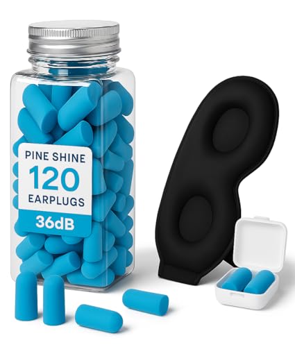 Soft Foam Ear Plugs & Sleep Eye Mask Sleep Set – 60 Pairs 36dB Ear Foam with Light Blocking Zero Eye Pressure 3D Sleeping Mask, Earplugs for Side Sleepers, Sleeping, Snoring, Shooting, Travel etc