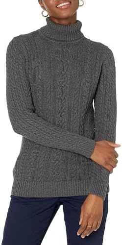 Amazon Essentials Women's Long Sleeve Fisherman Cable Knit Turtle...