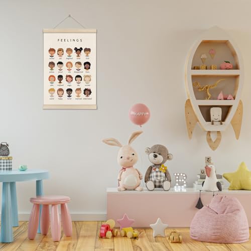 Image of DOI-LANEE Feelings Emotions Chart 16x12 Inch, Mental Therapy Office Decor, Calming Poster Hanger Frame, Emotions Poster Wall, Montessori Preschool Classroom
