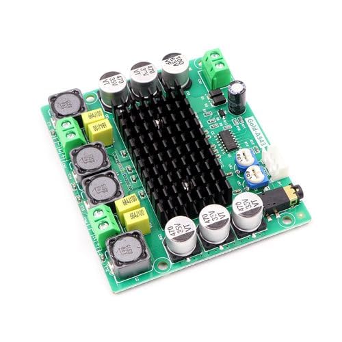 Image of Gold A543 TPA3116D2 120W Stereo Audio Amplifier Board - High-Power Class D Digital Amp Module with Heatsink - DC 5V-24V Input - Ideal for Home Audio, DIY Speakers, Subwoofers & Car Amplification