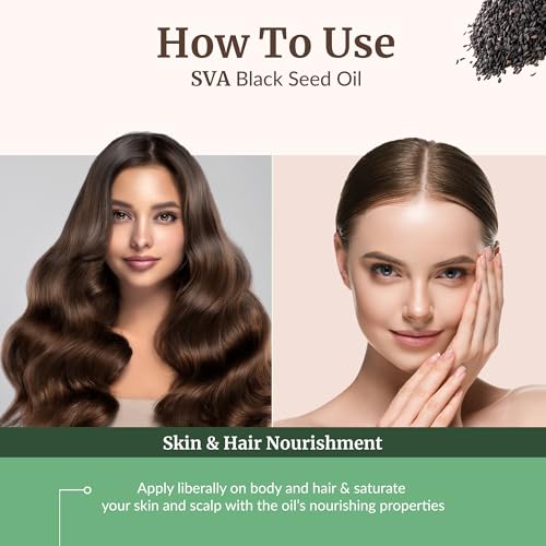 Image of SVA Black Seed Oil - 4 Fl Oz - for Face, Skin Care, Hair Care, Scalp Massage & Body Massage - Carrier Oil with Dropper