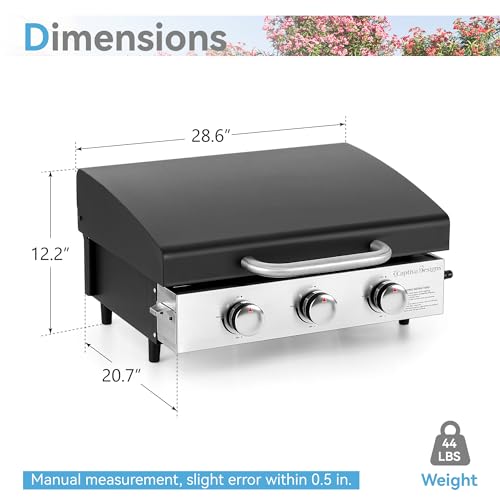 Green Party GP-E02GR-021 22 Inch Portable Tabletop Griddle With Hood And Ceramic Coated Cast Iron Plate, 3 Burner Flat Top Griddle, Propane Gas Bbq Griddle Grill thumb #8