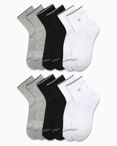 Image of Calvin Klein Womens Quarter Socks - 12 Pack Soft Cushioned Athletic Ankle Socks for Women for Running and Workout