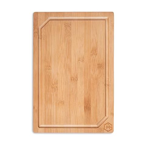 GRANA HOME robustes Bambusbrett 30,5x20,5x1,5 cm CHOPPY das nachhaltige Schneidebrett mit Saftrinne für Brot Cover