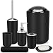 IMAVO Bathroom Accessories Set,6 Pcs Plastic Gift Set Toothbrush Holder,Toothbrush Cup,Soap Dispenser,Soap Dish,Toilet Brush Holder,Trash Can,Tumbler Straw Set Bathroom (Black)