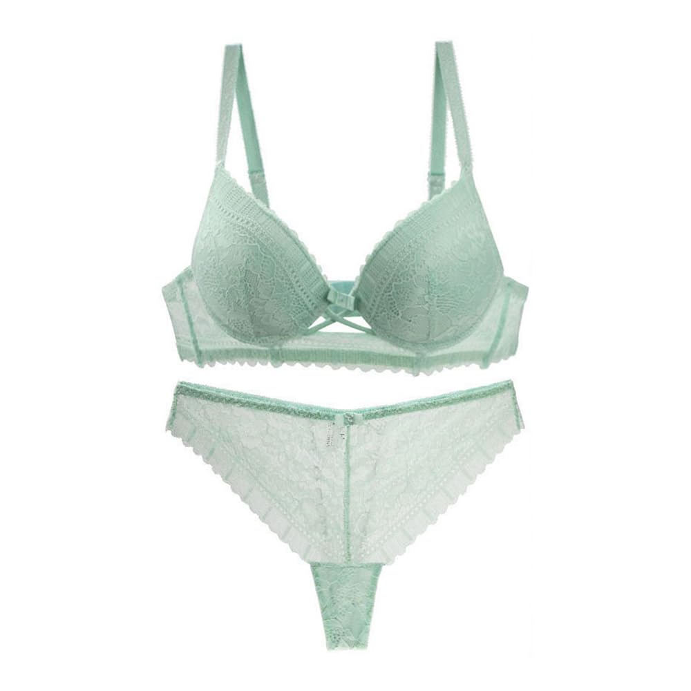 Lace Embroidery Underwire Padded Push Up Bra Honeymoon Lingerie Set for Women-image-26