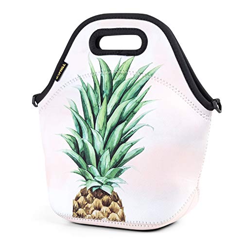 Neoprene Lunch Bag Cute lunch bags for Women Kids Girls Men Teen Boys Insulated Waterproof Lunch Tote Box for Work School Travel and Picnic Green Pineapple