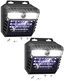 PEXPEL 2-in-1 Solar Bug Zapper Outdoor Waterproof with Motion Sensor Light, Cordless Mosquito Zapper Outdoor with 3 Modes, Rechargeable Fly Trap Mosquito Killer Lamp for Patio (Black)