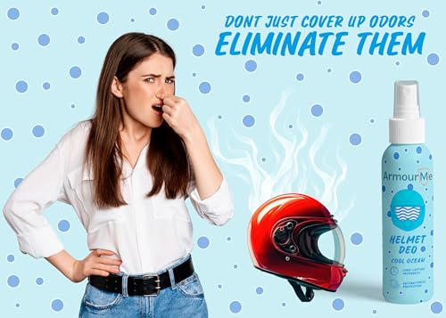 Image of ArmourMe Helmet Deodorizer Spray | Long-Lasting Freshness Upto 7 Days | Nano tech Spray | Eliminates Odor | Perfect for Bikers, Athletes, & Workers (Cool Ocean, 120 ML)