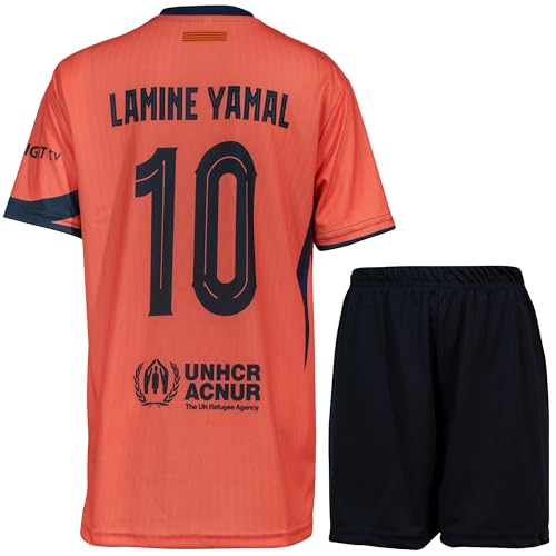 LeenBD Barcelona #10 Yamal 25/26 Third Kids Soccer Jersey Shirts Football Futbol Youth Sizes (Salmon Pink,140)