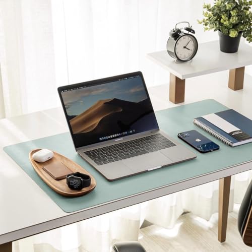Image of Bellblock Large Extended Reversible Desk Mat /Mouse Pad /Gaming Pad for Office /Home| Vegan Leather | Anti-Skid, Slip-Resistant, Splash-Proof | Pink & Green | 90x45cm