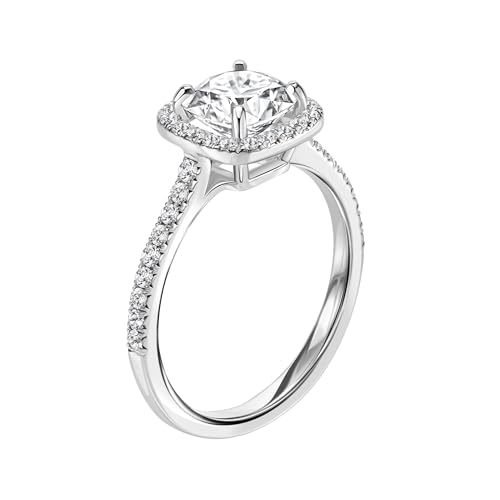 1.50-2.30 Cttw Cushion Cut Lab Grown Diamond and Moissanite Halo Engagement Ring 14k Yellow/White Gold (D-E/VS, D-E/VS) | Comes With Gift Box2