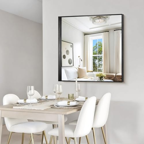 Image of CIRCUMI Black Bathroom Mirror, 36 inchx36 inch Rectangular Mirror for Vanity