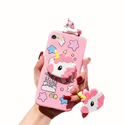 Unicorn Case for iPhone 6 Plus / 6S Plus 5.5”, 3D Cartoon Cute Kickstand Protective Case, iPhone 6 Plus Case iPhone 6S Plus Case with String Rope, Kawaii for Kids Child Teens Girls Women (Cake)