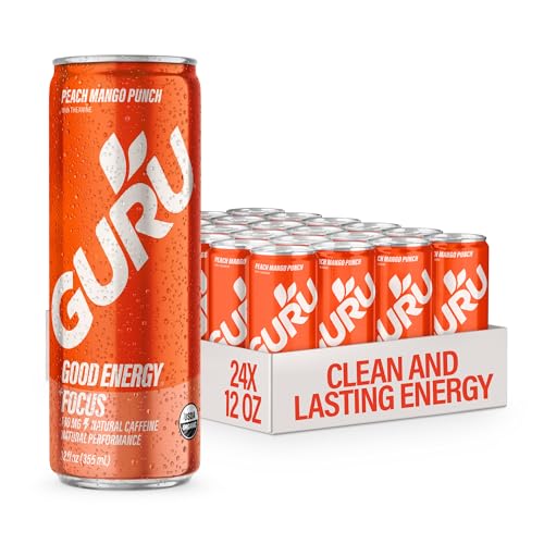 Image of GURU Organic Energy Drink, Peach Mango Punch, 12 Fl Oz, 24 Pack