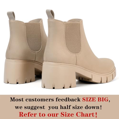 Women Chelsea Boots Comfortable Lug Sole Slip On Ankle Booties3