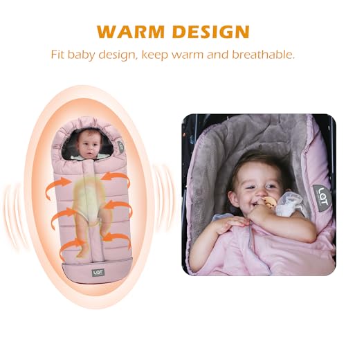 Image of LAT Baby Warm Bunting Bag Universal,Stroller Sleeping Bag Cold Weather,Waterproof Toddler Footmuff (Basic,Pink)