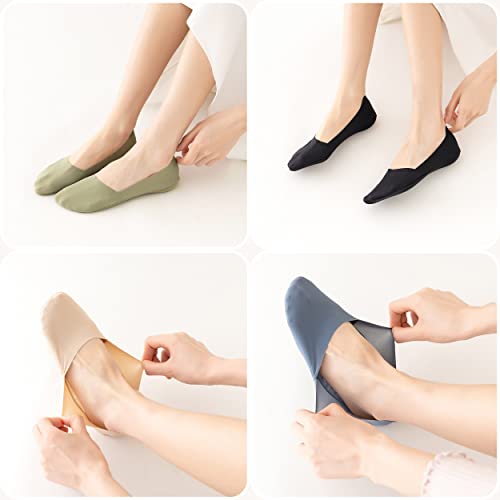 Image of VFM 6 /8 Pairs Women's No Show Ultra Low Cut Liner Socks - Ice Feeling, Non-Slip, Invisible, Thin