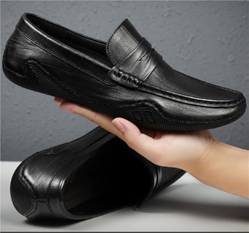 Men's Loafers Genuine Leather Stitching Details Round Toe Comfortable Lightweight Slip Resistant Prom Walking Slip-on2