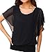 Camiseta Mujer Flojo Casual Manga Corta Tops de Gasa Manga de Murciélago Blusa