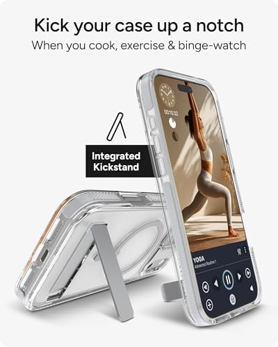 Image of ZAGG Santa Cruz Snap Case with Kickstand for iPhone 17 Pro Max - Silver, Drop Protection (13ft /4m), MagSafe Charging Compatible, ClearGuard Anti-Yellowing Technology, Scratch Resistant Phone Case