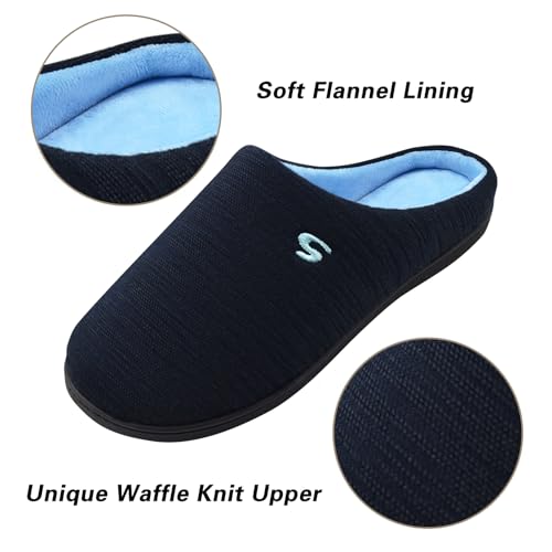Mens Memory Foam Slipper, Slip on Cozy Slippers for Man, Warm Flannel Machine Washable House Slippers Indoor Outdoor2