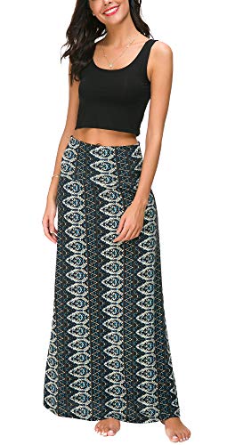 Image of Urban CoCo Women's Stylish Spandex Comfy Fold-Over Flare Long Maxi Skirt