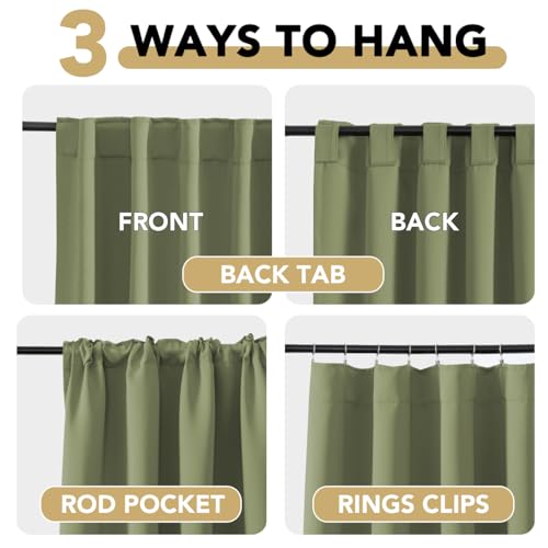 Image of H.VERSAILTEX Blackout Curtains for Living Room Thermal Insulated Window Treatment Panels Room Darkening Blackout Drapes Back Tab /Rod Pocket Bedroom Draperies, 52 x 84 Inch, Sage, 2 Panels