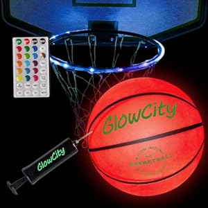 GlowCity Glow in The Dark Basketball – Sizes 5, 6, 7 Light Up Ball for Kids, Teens & Adults – Red Glow for Outdoor Games – Sports Birthday Gifts Ideas for Boys Ages 6 7 8 9 10 11 12 13 14