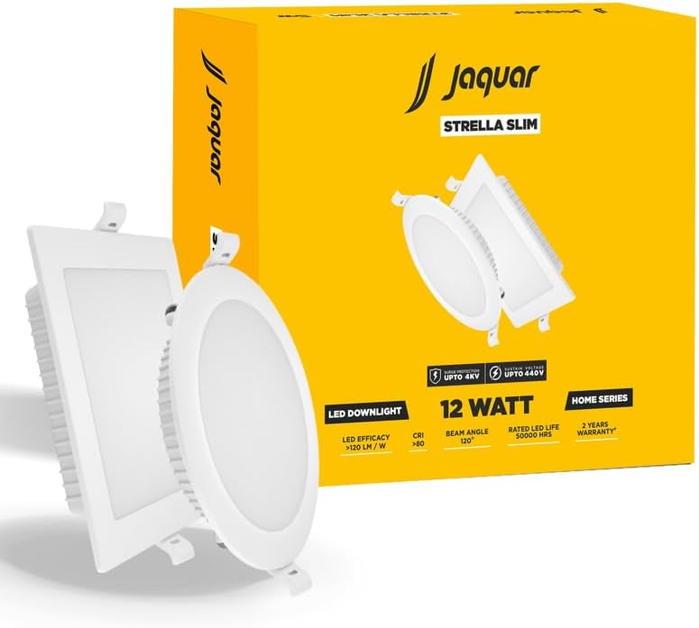 Jaquar Strella Slim 5W Round Recess Down Light - Warm White, Energy Efficient LED Ceiling Light ...