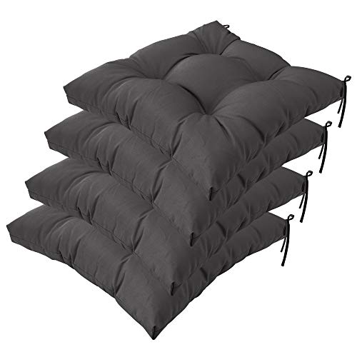 Image of QILLOWAY Indoor /Outdoor Square Seat Patio Cushion - 19-Inches,Pack of 4 (Dark Grey)