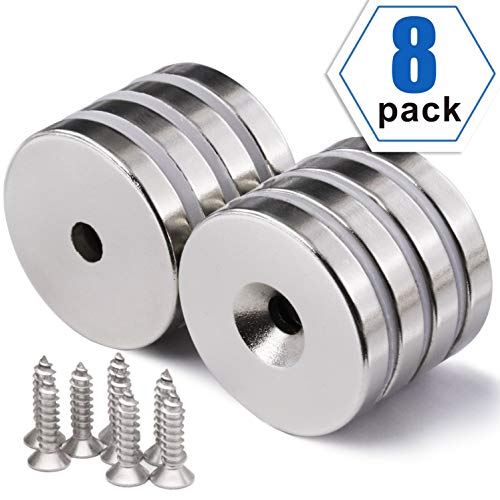 1.26 inch x 0.2 inch Neodymium Disc Countersunk Hole Magnets. Strong Permanent Rare