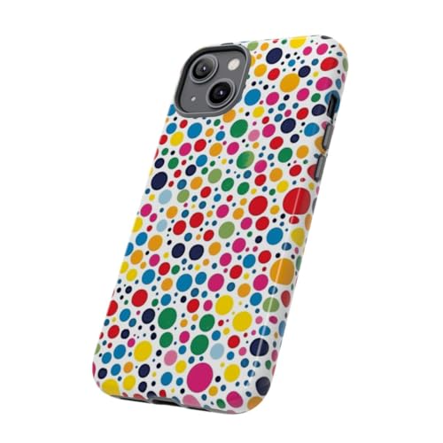 Coque iPhone 14 Plus rigide blanche à motif pois colorés protection fine - 2