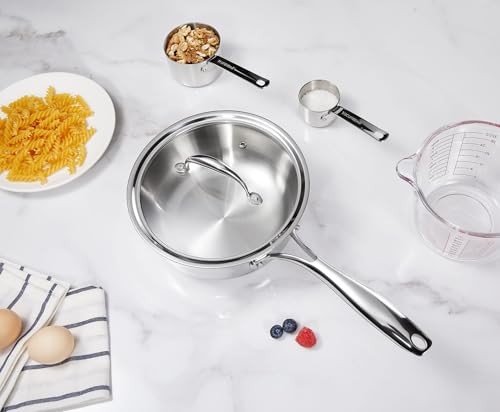 Image of KEAWELL K3 Premium 2-Quart Tri-Ply Fully Clad Stainless Steel Saucepan with Lid, Induction & Oven Safe up to 600F, Even Heating, Professional Cookware for All Stovetops (2-Qt)