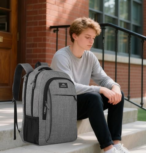 Image of MATEIN 17 Inch Travel Laptop Backpack, Extra Large Business Backpack with USB Charging Port, Water-Resistant Computer Bag Daypack for Men Women Work Anti-Theft College Backpack, Grey | Water Resistant, Flight Approved, Big Weekender Carry On Backpack, Luggage Sleeve, Business Meetings, College and Daily Use