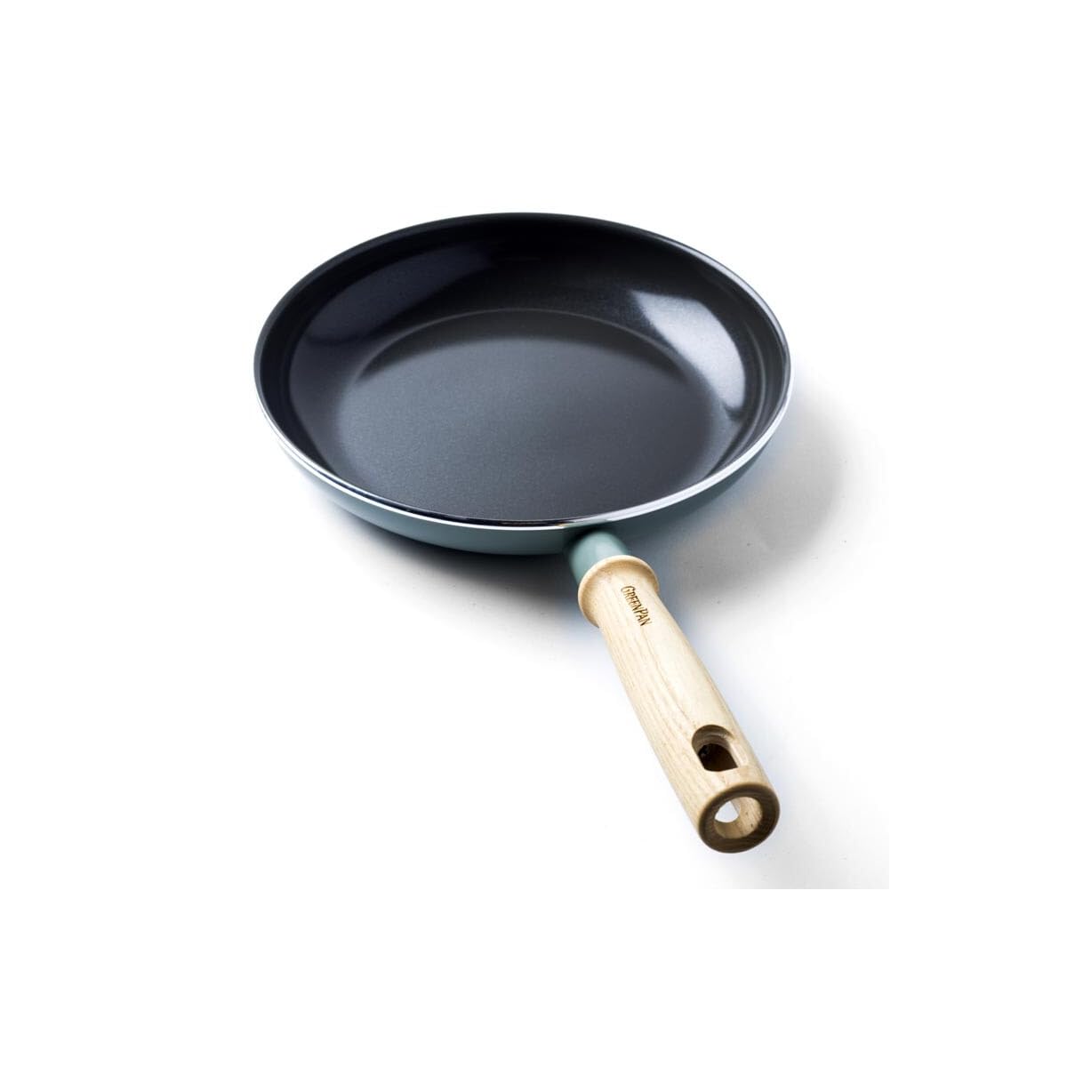 GreenpanMayflower Healthy Ceramic Non-Stick 28 cm Frying Pan Skillet, Vintage Wood Handle, PFAS-Free, Induction, Smoky Blue, Blue