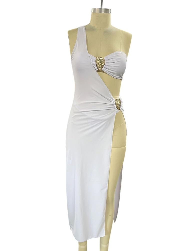 Donna 3 Pz Costume Da Bagno Fascia Top Perizoma Bikini Set Costume Da Bagno Asimmetrico con Una Spalla Cover Up