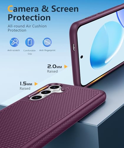 Image of FNTCASE for Samsung Galaxy S25-Plus Case: S24-Plus Dual Layer Heavy Duty Phone Protective Cover Shockproof Rugged with Non-Slip Textured - Military Drop Protection Bumper - 6.7 inch (Burgundy Purple)