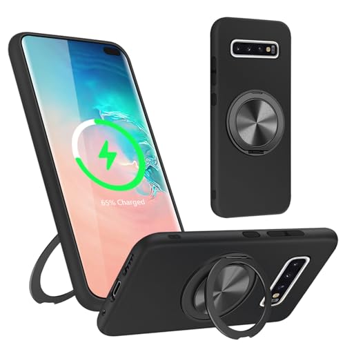 GULEIYAA Samsung Galaxy S10 �P�[�X �����O�t�� �X�}�z�P�[�X �c���r���[���T�|�[�g �M�����N�V�[ S10 �P�[�X �����O �y�� ���^ �ȒP�� �ϏՌ� TPU �X�g���b�v�z�[���t�� 360 °��] �X�^���h�@�\ �ԍڃz���_�[�Ή���
