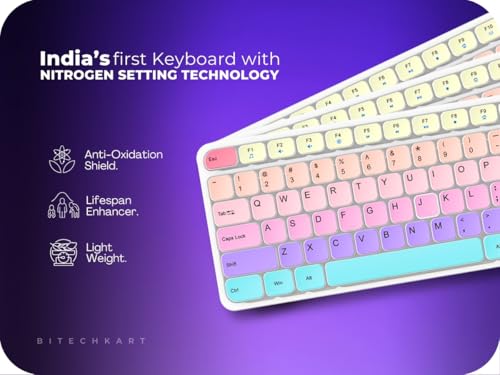 Image of Wireless Keyboard and Mouse Combo with Chocolate Keycaps, 104 Keys, 2.4 GHz, Multicolor, DPI 1600, Plug and Play, Silent Typing, Ergonomic, for Windows, MacOS, Laptop, PC, Linux, White
