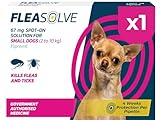Dog Flea Treatment Small Dog x 1 - Spot on Flea Treatment for Dogs Small 2-10kg - FleaSolve Flea & Tick Solution - 1 x Pipettes - 1 - Dose