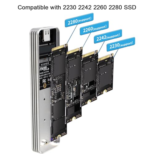 Carcasa externa para SSD M.2 NVMe aluminio plata miniatura 5