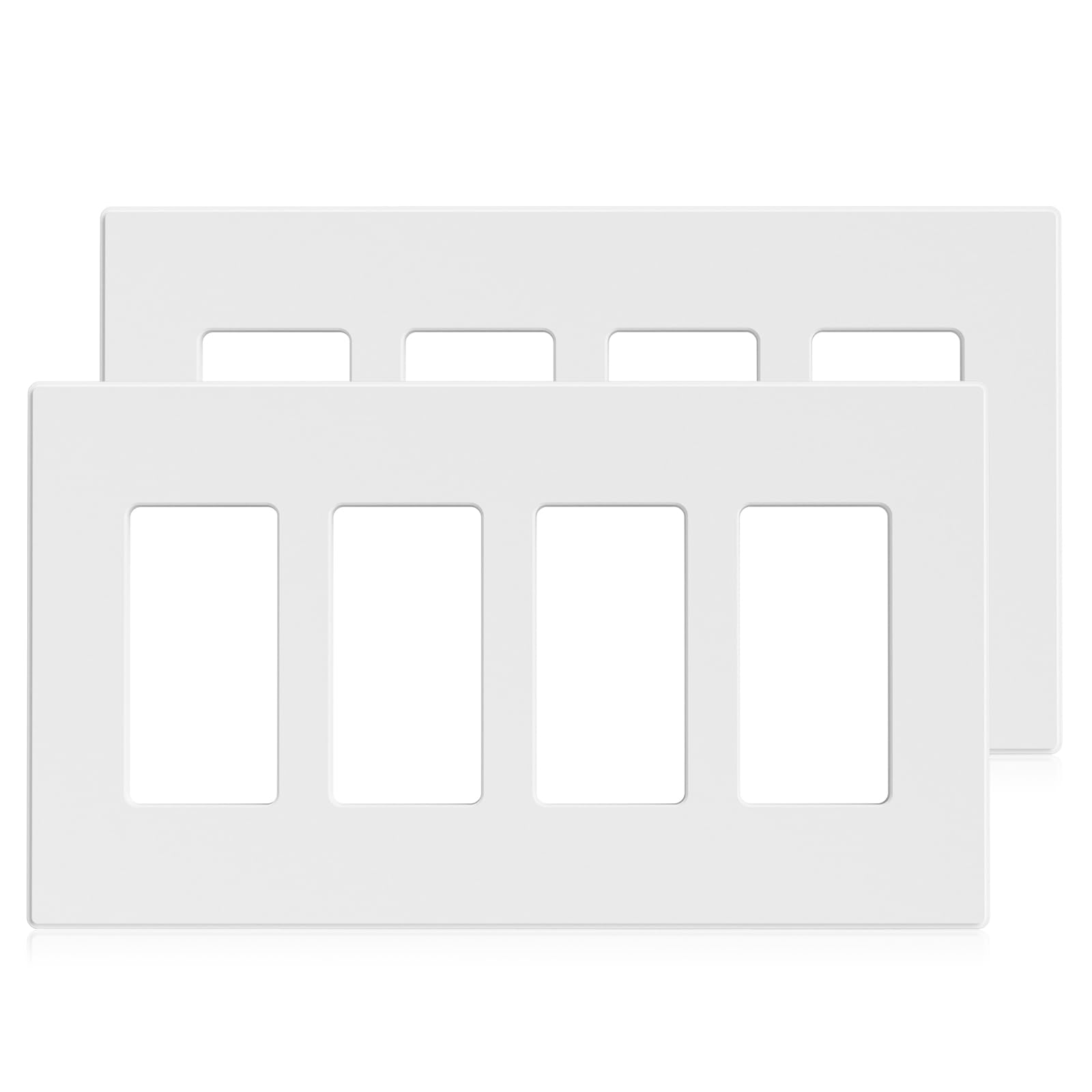 Plaque murale décorative sans vis blanc mat lot de 2 pour interrupteur et prise de courant