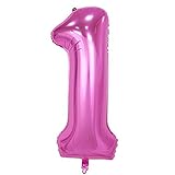 Tellpet Pink Number 1 Balloon Girl Birthday Party Decorations, 40 Inch