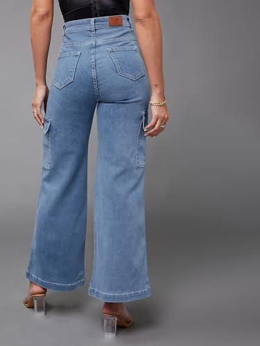 Image of Miss Chase Women's Skinny High Rise Cropped Length Fringe Detailing Stretchable Denim Jeans