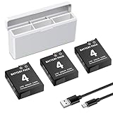 Osmo Action 4/3 Battery Charger Kit 3-Pack Battery and 3-Channel Fast Charger Hub, Compatible for DJI Osmo Action 4, Osmo Action 3 Camera, 1850mah Battery Replacement with USB-C Charger and Cable